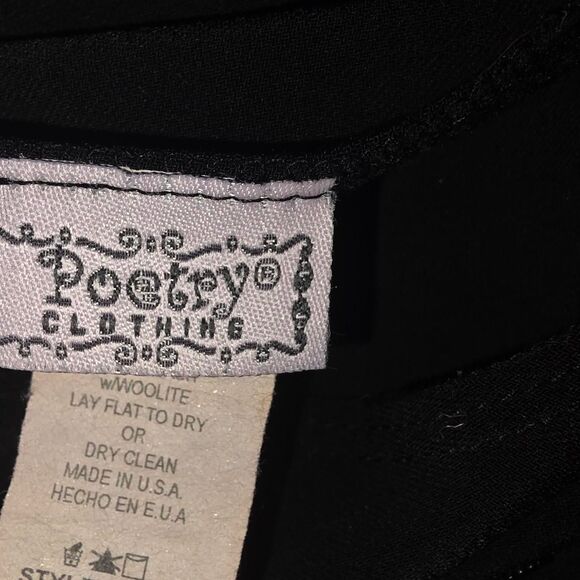 Vintage Y2K Poetry Clothing Black One-Shoulder Top Beaded Sequin M - Picture 3 of 3